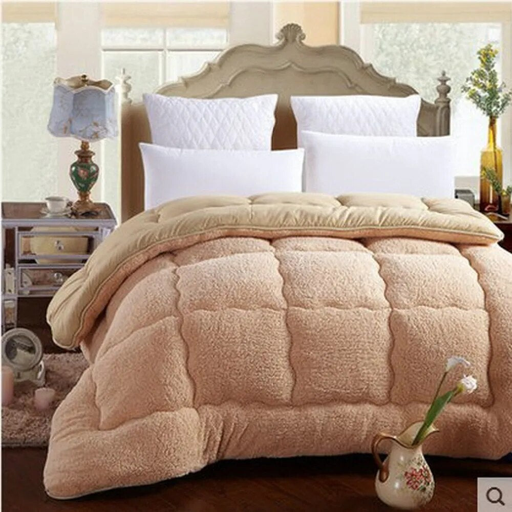 Camelhair Warm Winter Wool Quilt Thicken Comforter/ Duvet/ Blanket Lamb Down Fabric Filling Bedding Set