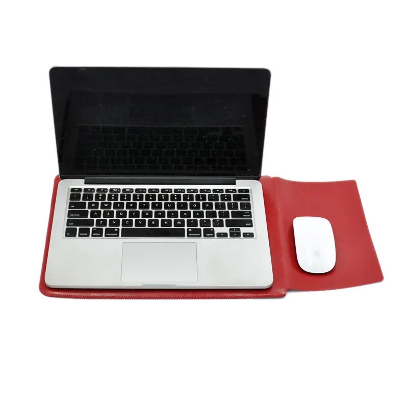 Laptop bag case Microfiber Leather Sleeve for MacBook Pro Retina & Air 12 13 15 Dual Pocket with Exterior Mouse Pad