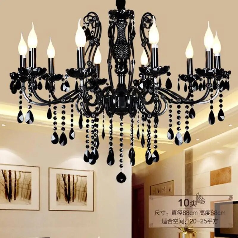 antique black crystal chandelier dining room E14 led indoor light luxury Wrought Iron chandeliers bedroom lamp aisle lighting