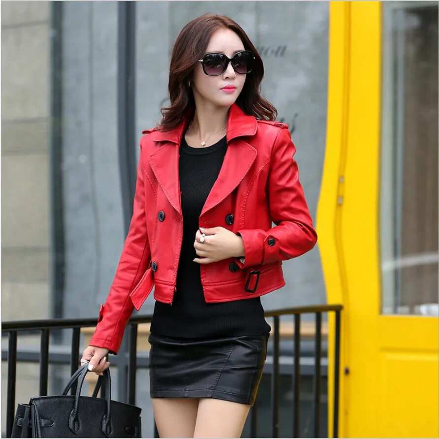 Hot 2022 Spring Autumn New Women Long Leather Jacket Slim Oversize Bow Belt Motorcycle PU Coat Female Trench