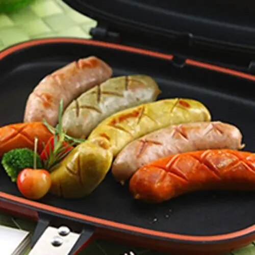 High quality 28cm Size Pan Double Side Grill Fry Pan Cookware Double Face Pan Steak Fry Pan Pancake outdoor Kitchen supplies