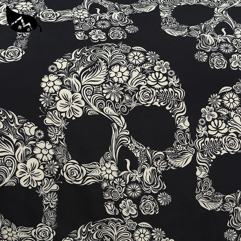 Dream NS Flower Skull Beddings and Bed Sets Black Color Duvet Cover King Size Luxury Sugar Skull Bedding Set Queen Size PN007