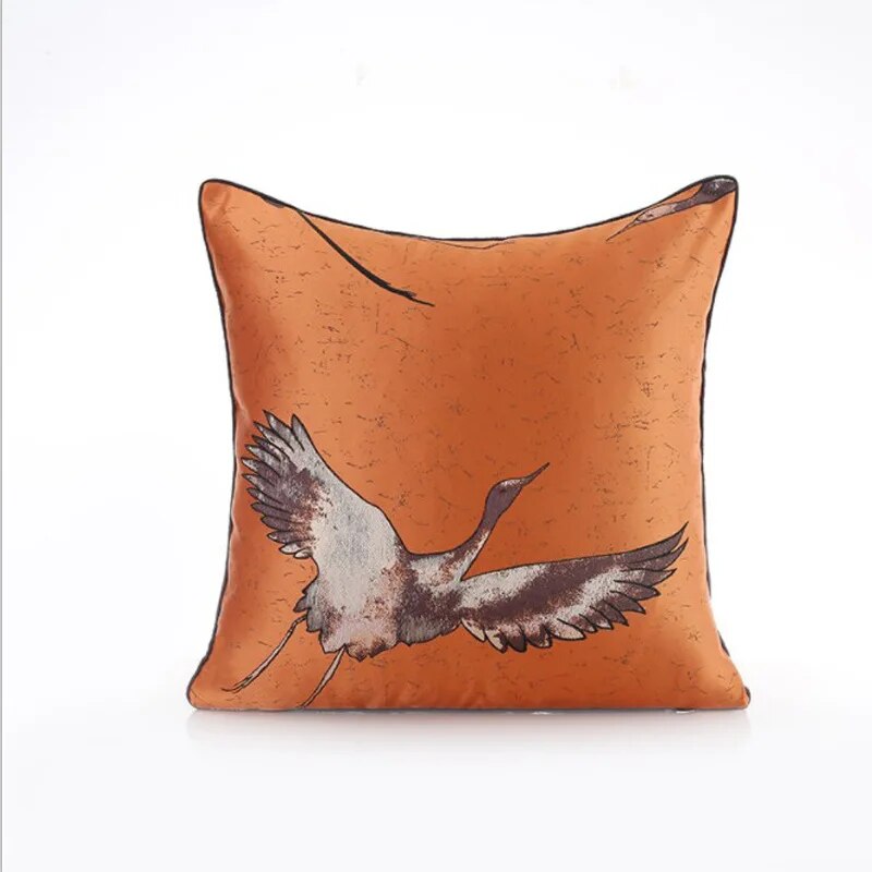 DUNXDECO Cushion Cover Decorative Pillow Case Modern Simple Orange Crane Geometric Coussin Sofa Chair Bedding Room Decoration