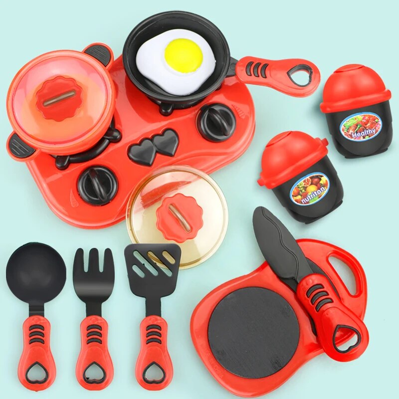 Children Miniature Kitchen Toys Set Pretend Play Simulation Food Cookware Pot Pan Cooking Play House Toy Gift for Girl Boy Kids