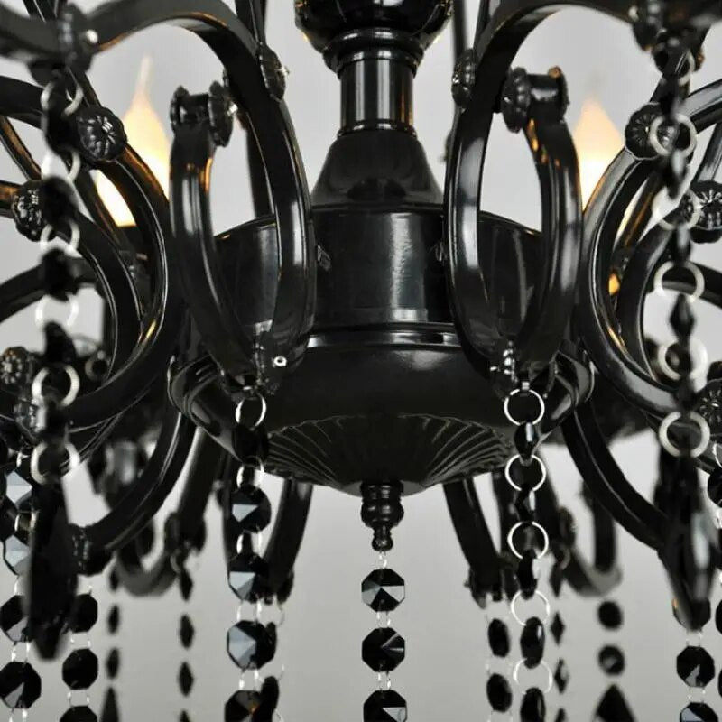 antique black crystal chandelier dining room E14 led indoor light luxury Wrought Iron chandeliers bedroom lamp aisle lighting