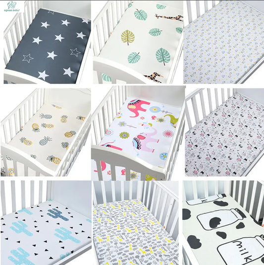 Baby Crib Fitted Sheet Soft Breathable Baby Bed Mattress Cover Cartoon Newborn Bedding For Cot Size 130*70cm