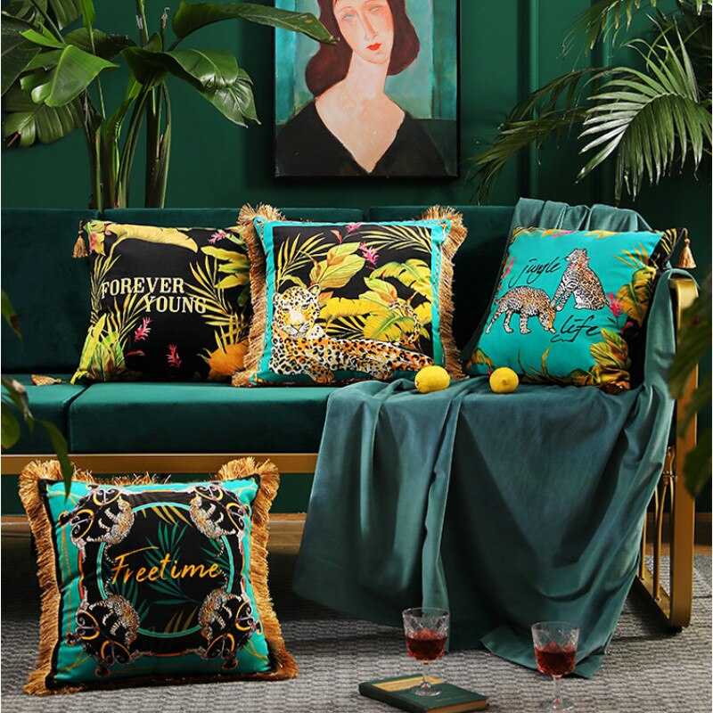 DUNXDECO Cushion Cover Square Pillow Case Artistic Modern Jungle Leopard LuxuryVelvet Coussin Sofa Chair Bedding Decorating