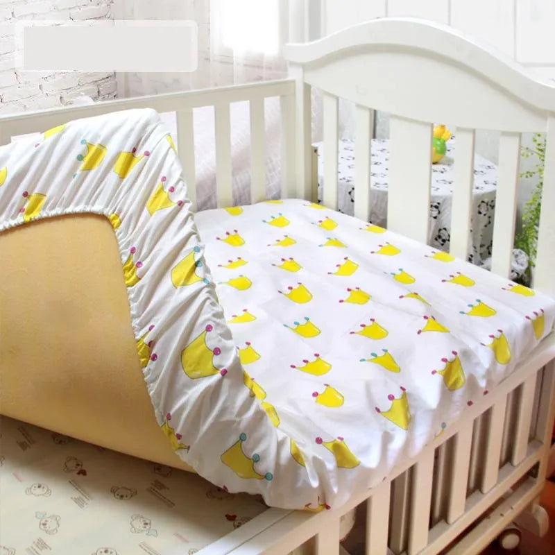 Cotton Matress Cover For Baby Crib Printed Fitted Sheet With Elastic Newborn Toddler Bed Sheet Hot Selling Newborn Bedding