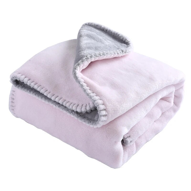 Baby Blankets New Thicken Double Layer Coral Velvet Infant Swaddle Bebe Envelope Wrap Solid Thermal Newborn Baby Bedding Blanket