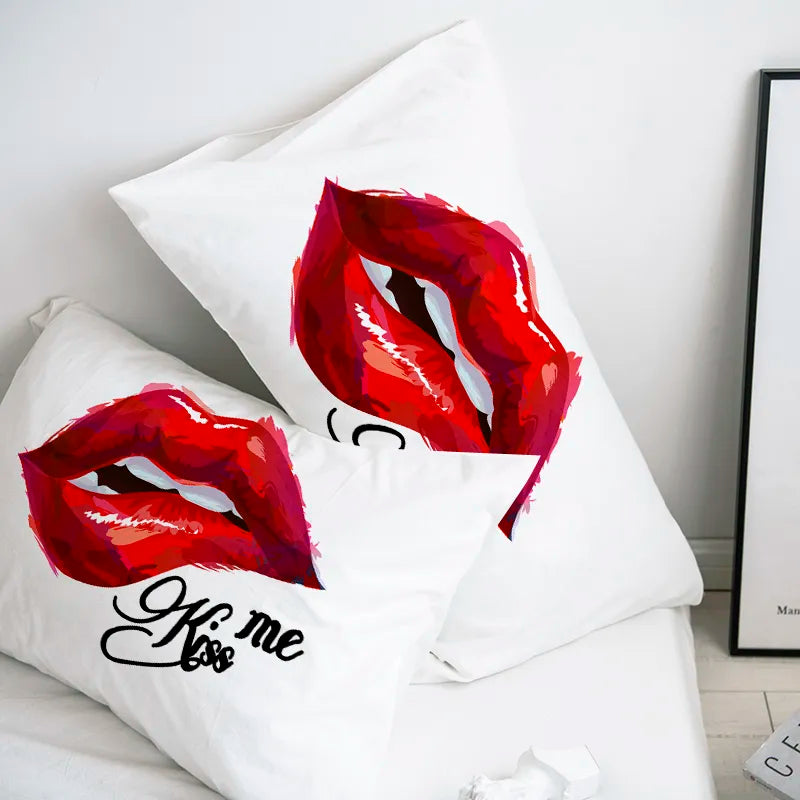 Custom Pillow Case Pillowcase 50x70 50x75 50x80 70x70 Decorative Pillow Cover Sexy red Lip on black Bedding Drop Shipping