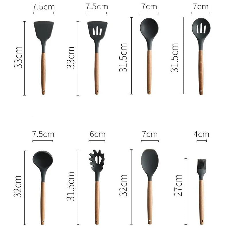 Hot Silicone Spatula Heat-resistant Soup Spoon Non-stick Special Cooking Shovel Kitchen Tools Utensil Cookware Set