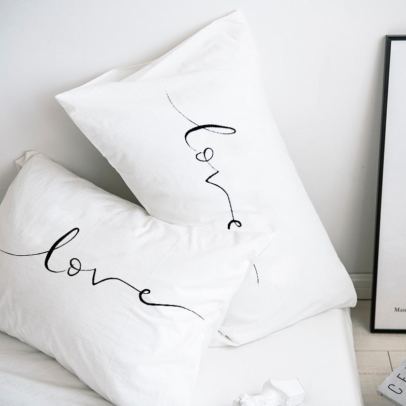 Custom Pillow Case Pillowcase 50x70 50x75 50x80 70x70 Decorative Pillow Cover White Love Bedding Drop Shipping