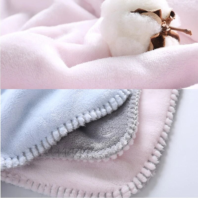 Baby Blankets New Thicken Double Layer Coral Velvet Infant Swaddle Bebe Envelope Wrap Solid Thermal Newborn Baby Bedding Blanket