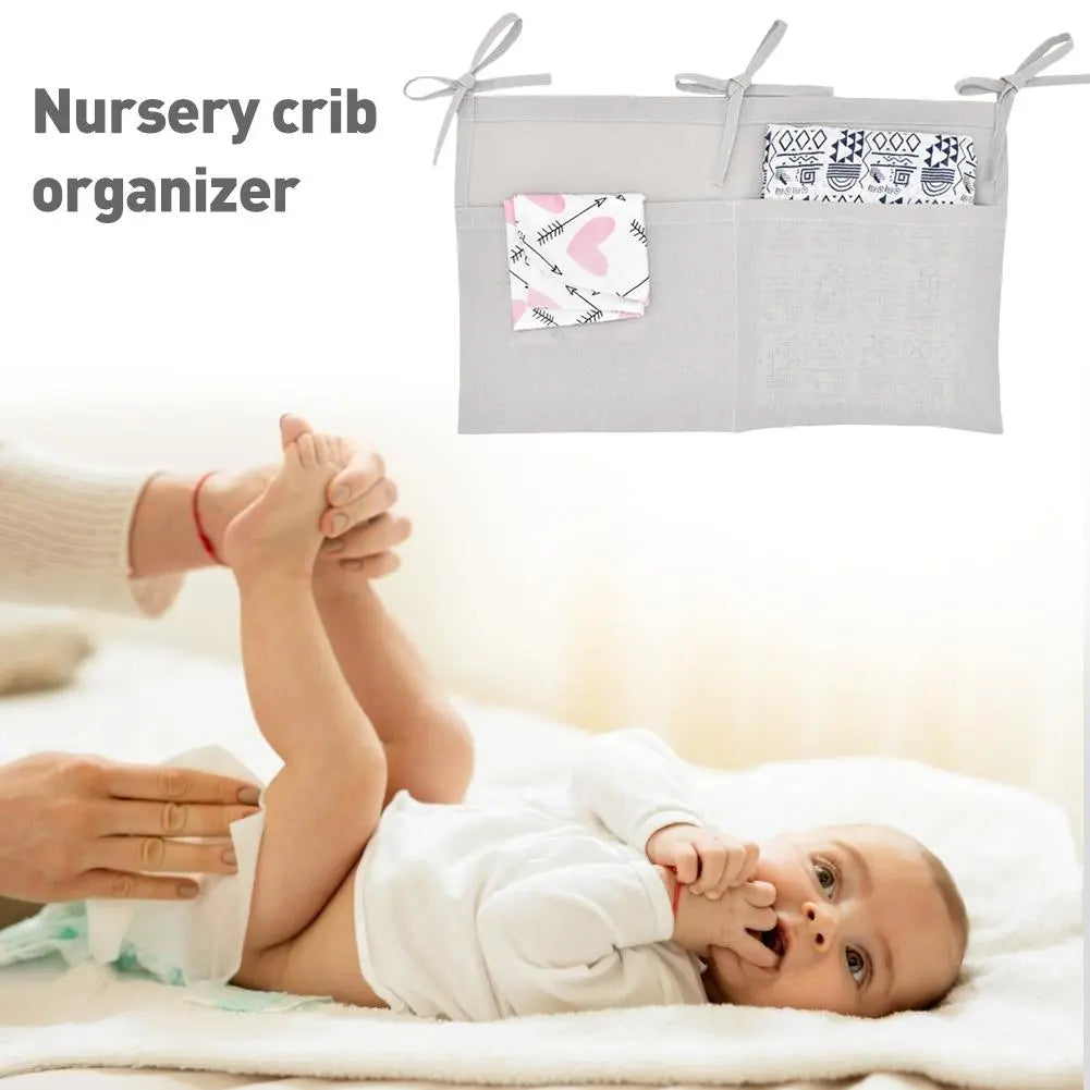 Bed Hanging Storage Bag Baby Cot Bed Brand Baby Cotton Crib Organizer 60*50cm Toy Diaper Pocket for Crib Bedding Set