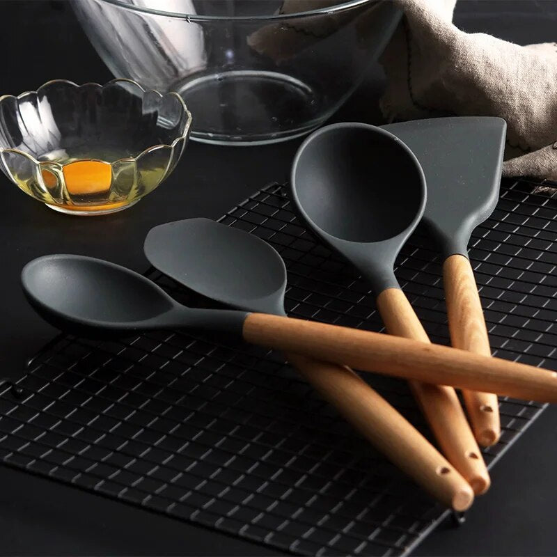 Hot Silicone Spatula Heat-resistant Soup Spoon Non-stick Special Cooking Shovel Kitchen Tools Utensil Cookware Set