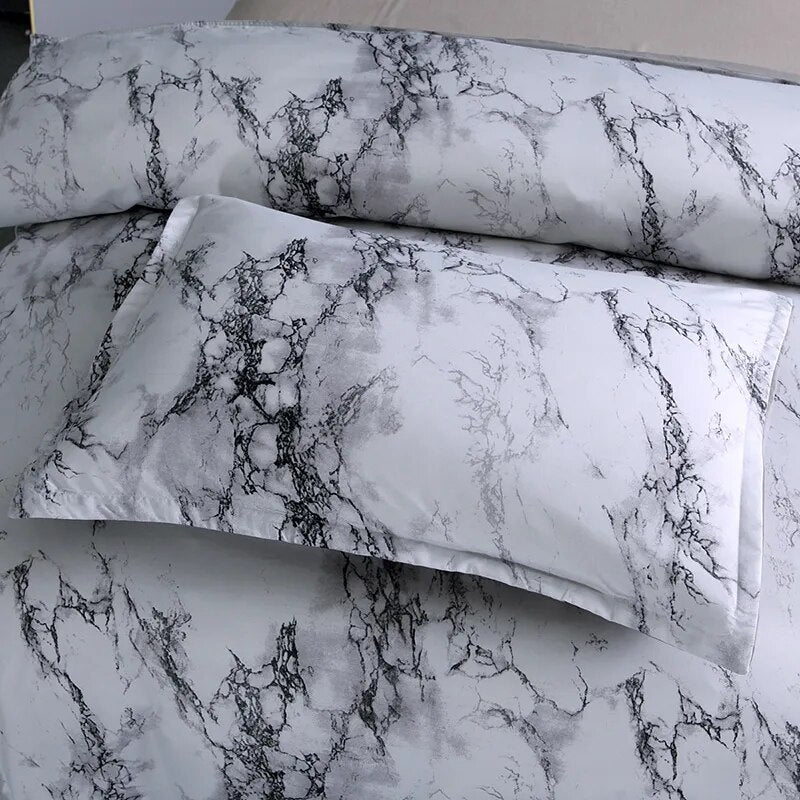 Black Marble Pattern Bedding Sets Duvet Cover Set 2/3pcs Bed Set Single Double Queen King Size White Quilt Cover  No Filling