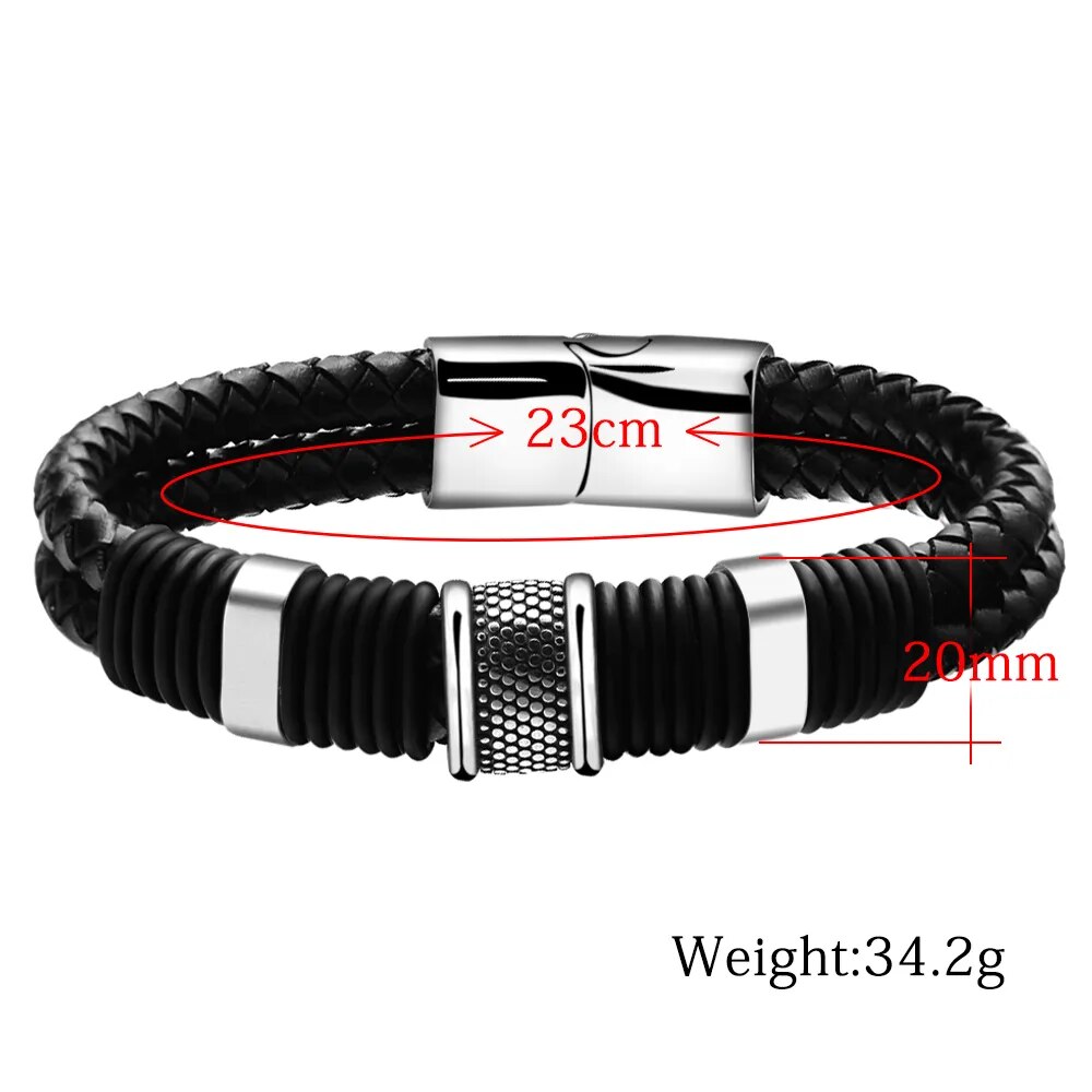 Handmade Genuine Leather Weaved Double Layer Man Bracelets Casual/Sporty Bicycle Motorcycle Delicate Cool Men Jewelry