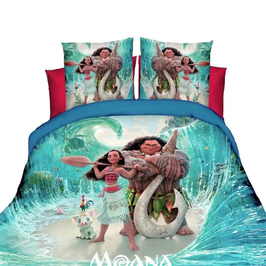 Disney Moana Bedding Set Duvet Covers Single Twin Size Bedroom Decoration Blue Color Girls Children's Babies Bed 2/3/4 Pieces