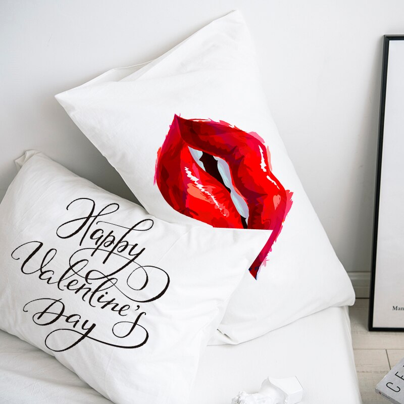 Custom Pillow Case Pillowcase 50x70 50x75 50x80 70x70 Decorative Pillow Cover Sexy red Lip on black Bedding Drop Shipping