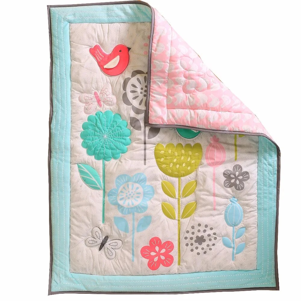 Baby Quilt Flower Bird Print Kindergarten Children Polyester Quilt Baby Boy Girl Light Bedding Accessories Decoration 84x107cm