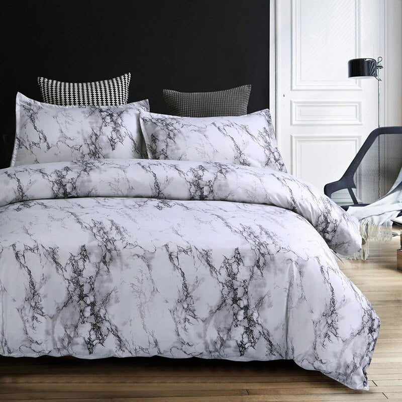 Black Marble Pattern Bedding Sets Duvet Cover Set 2/3pcs Bed Set Single Double Queen King Size White Quilt Cover  No Filling