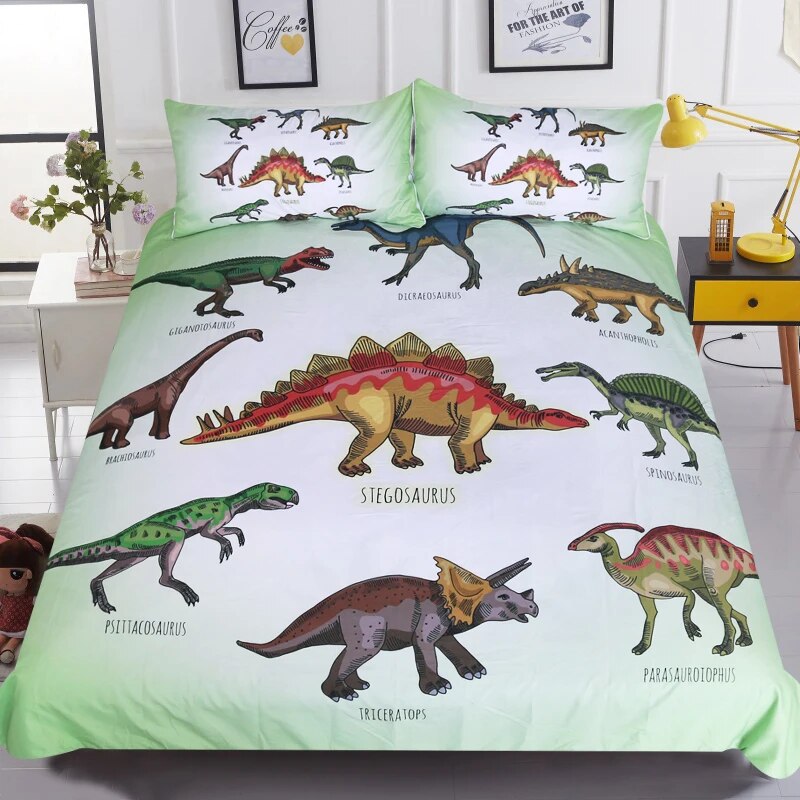 BeddingOutlet Dinosaur Family Bedding Set for Kids Cartoon Bed Cover Single Boys Duvet Cover Set Jurassic Printed Bedclothes