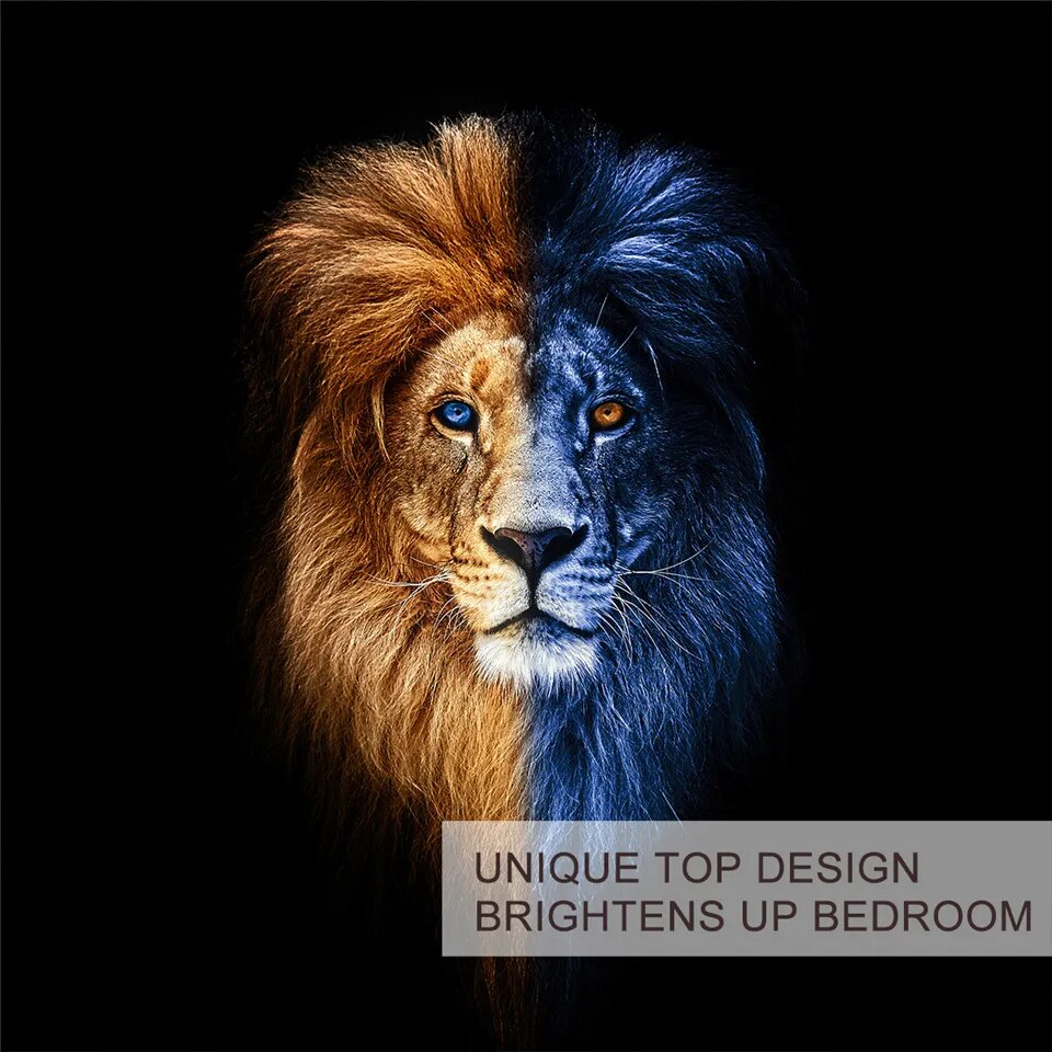 BlessLiving Male Lion Bedding Set Artistic Duvet Cover Wild Animal Bed Covers King Size 3pcs Bed Set Yin and Yang Home Textiles