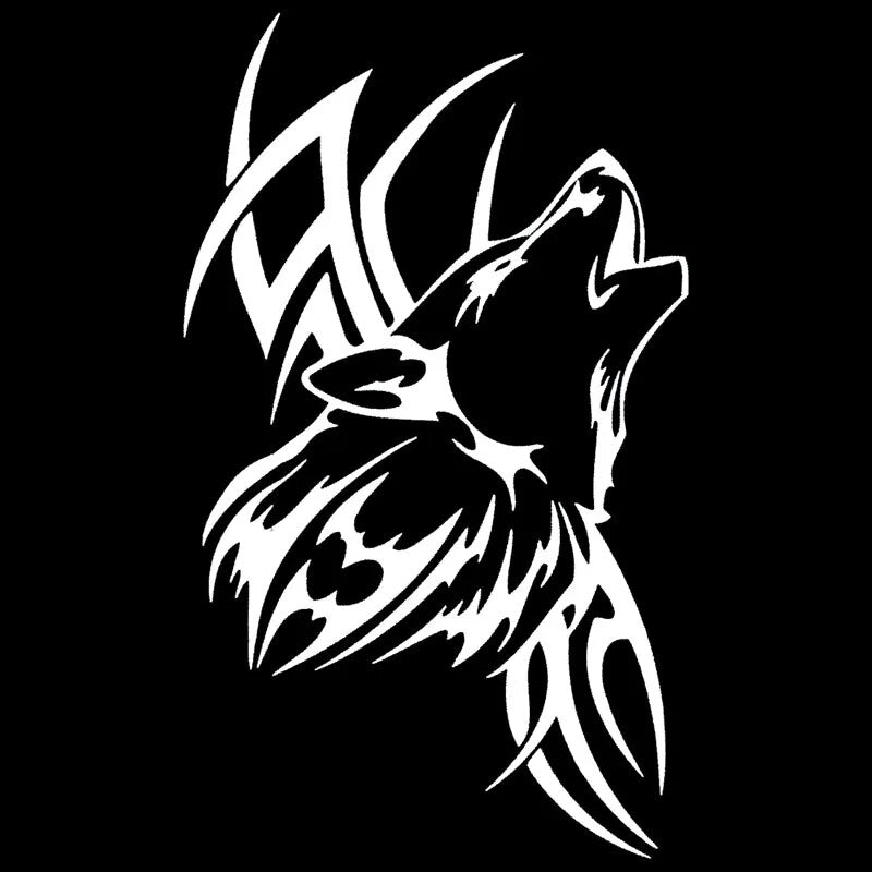 8.9*15CM Tattoo Wolf Car Motorcycle Body Stickers Vinyl Car Styling Decal Accessories Black/Silver C9-1107