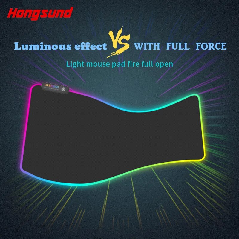 Hongsund Super-large light-emitting keyboard pad side-locked game mouse pad thickened seven-color LED lights