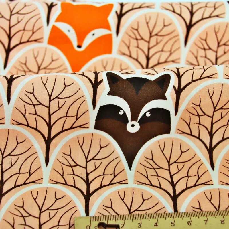 Forest Bear Cartoon Pattern Kids Twill Cotton Fabric for Patchwork Quilting Baby Bedding Sewing Cloth Material