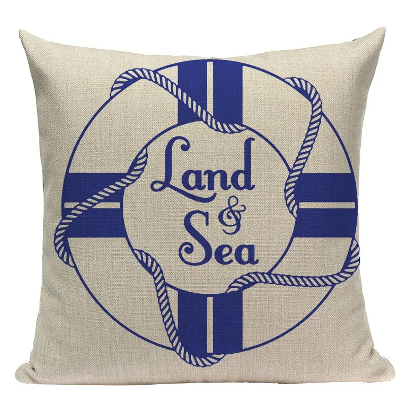 Decorative  Nordic Linen Shell Navy Anchor Bedding cushion cover 45Cmx45Cm Square Howseware car-covers Printing  Pillow Cover