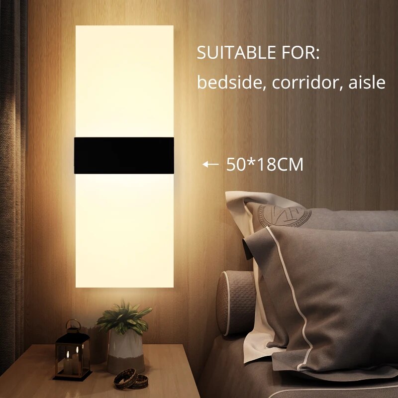 Feimefeiyou Mini 3/6/12W Led Acrylic Wall Lamp AC85-265V Long warm white Bedding Room Living Room Indoor wall lamp