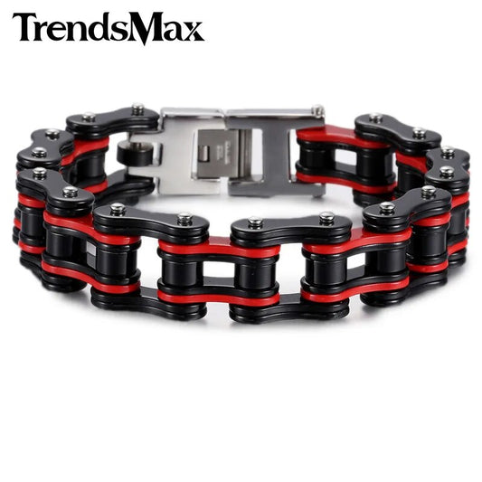 Men's Bracelets Hiphop Biker Motorcycle Link Chain 316L Stainless Steel Bracelet For Male Jewelry Wholesale 18/18.5/19mm KHBM56