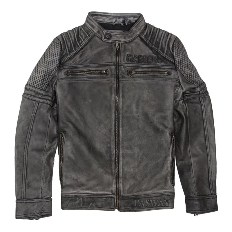 CLEARANCE Vintage Leather Motorcycle Jacket Men's Leather Jacket Men Biker Jacket Male Leather Coat Winter M074