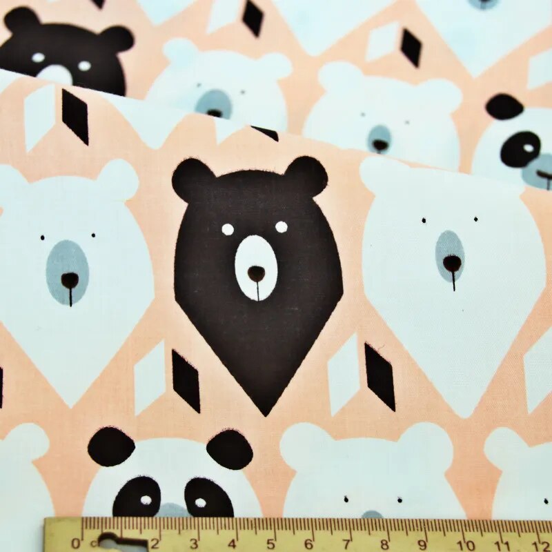 Forest Bear Cartoon Pattern Kids Twill Cotton Fabric for Patchwork Quilting Baby Bedding Sewing Cloth Material