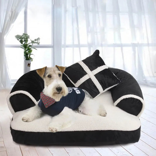 Luxury Comfortable Pet Sofa Warm Soft Velvet Large Dog Bed Puppy House Kennel Cozy Cat Nest Sleepping Mat Cushion Pet Bedding