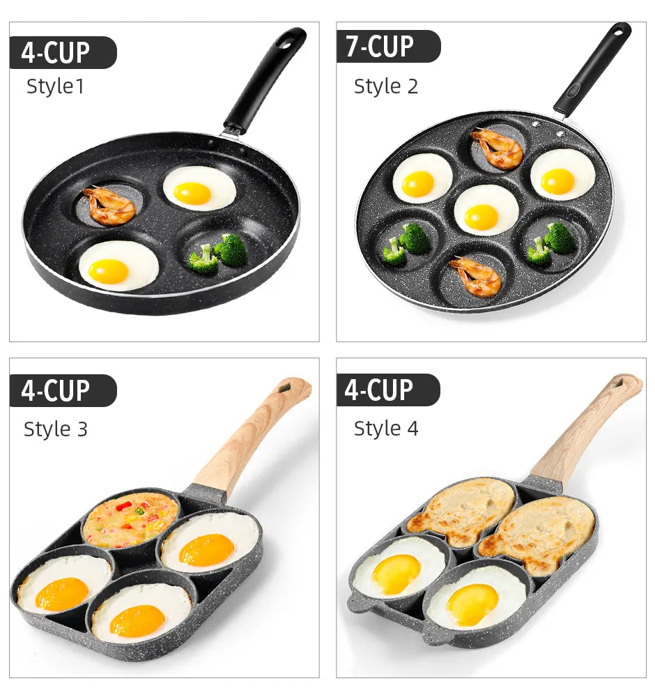 4/7 Cups Pancakes Frying Pans Breakfast Egg Pan Durable Non-stick Pan Holes Cooking Egg Ham Pans Pancak Maker Pan Cookware