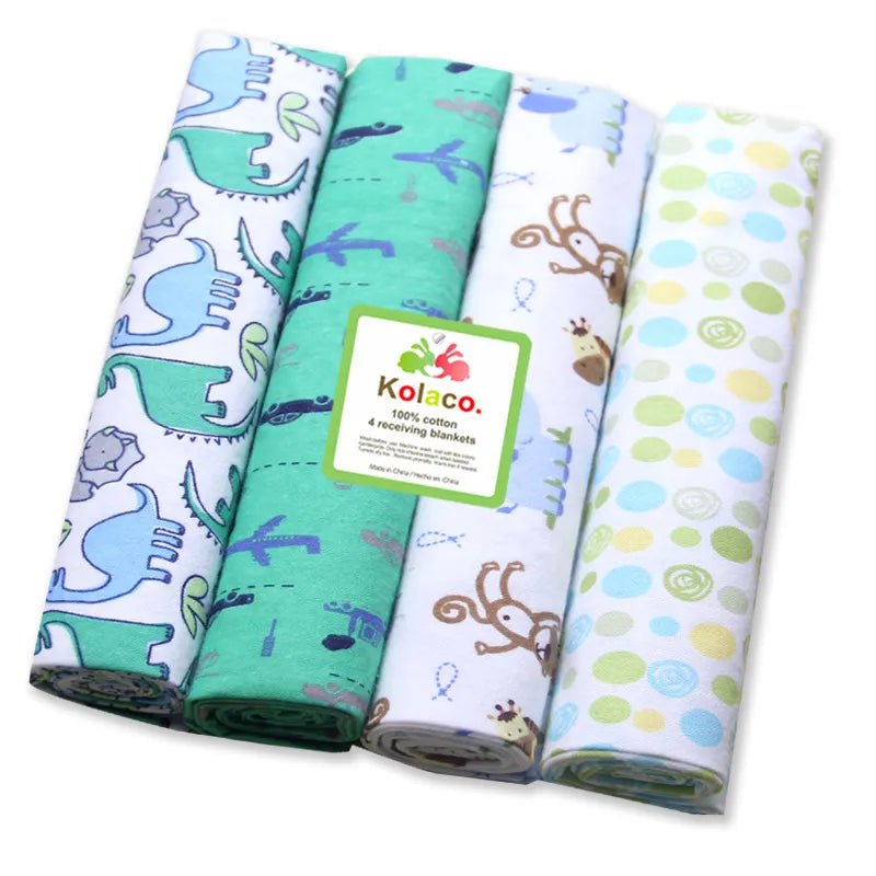 4pcs/lot newborn baby bed sheet bedding set 76x76cm for newborn crib sheets cot linen 100% cotton Flannel printing baby blanket