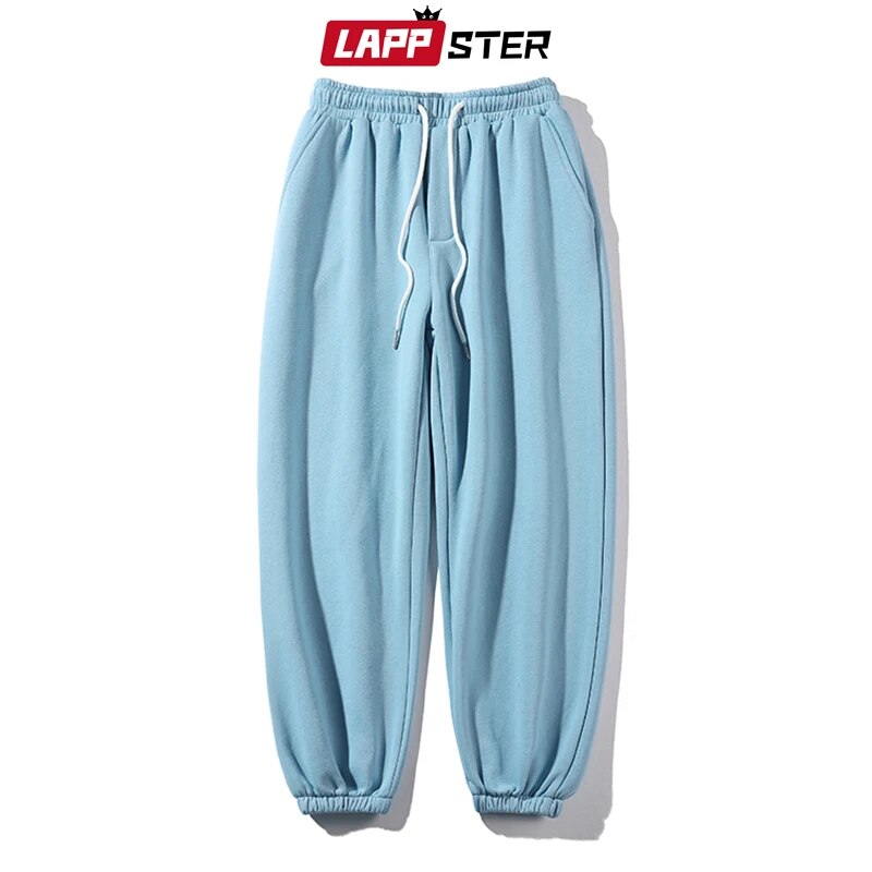 LAPPSTER Men Solid Streetwear Sweat Pants 2023 Autumn Mens Hip Hop Joggers Pants Overalls Male Black Fashions Pockets Trousers