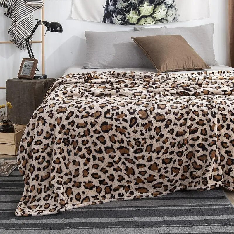 Classic Leopard Print Blanket 100% Polyester Winter Blanket Sheet Blanket Bedding Sofa Soft Sleeping Blanket Warm Blanket