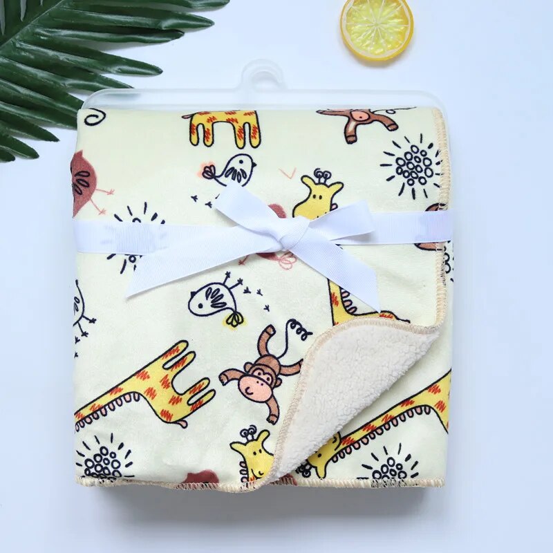 Baby Blankets New Thicken Double Layer Cartoon Fleece Infant Swaddle Bebe Envelope Stroller Wrap Newborn Baby Bedding Blanket