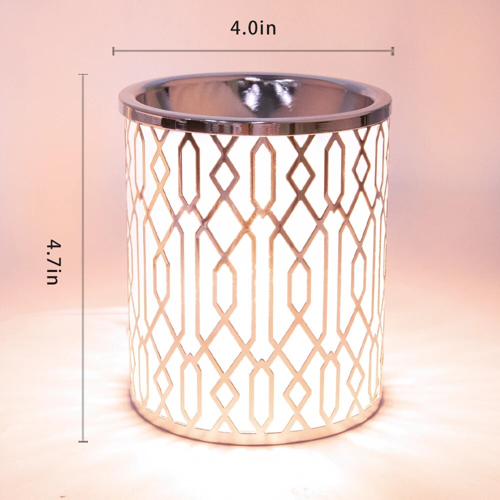 Electric Wax Melt Burner Metal Candle Warmer, Fragrance Warmer for Scented Wax, Air Freshener Set for Home Bedroom (Rose Gold)