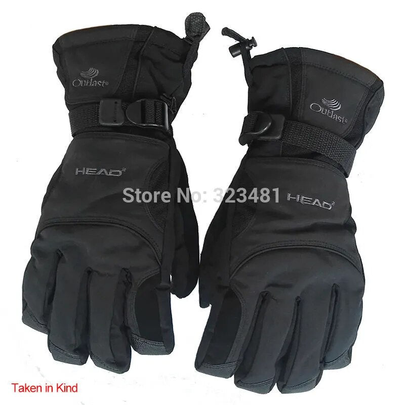 Black Snow Ski Gloves Waterproof -30C Degree Winter Warm Snowboard Gloves Men Women Motocross Windproof Cycling Motorcycle Black