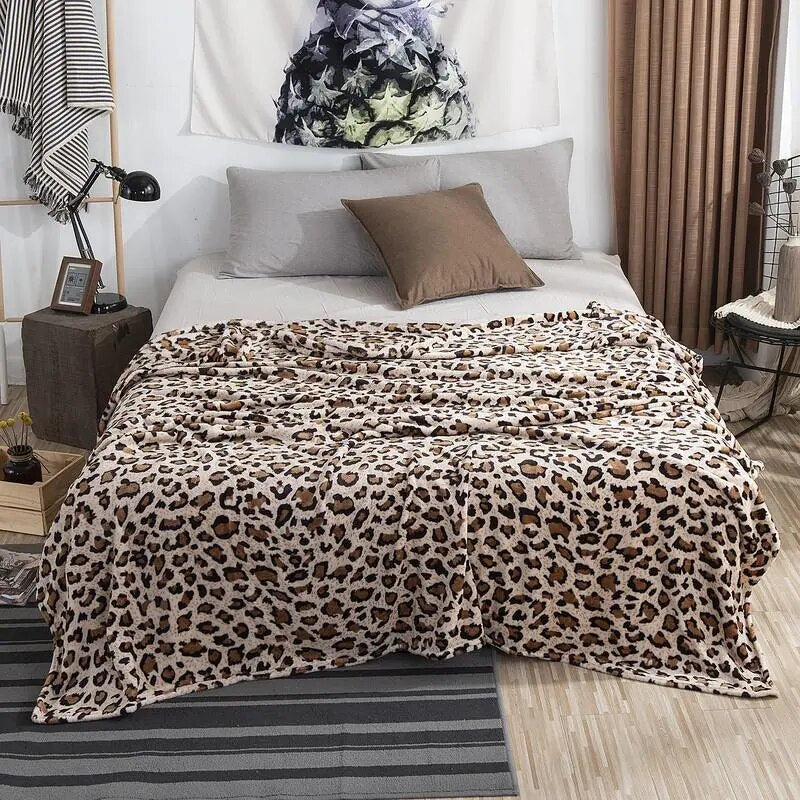 Classic Leopard Print Blanket 100% Polyester Winter Blanket Sheet Blanket Bedding Sofa Soft Sleeping Blanket Warm Blanket