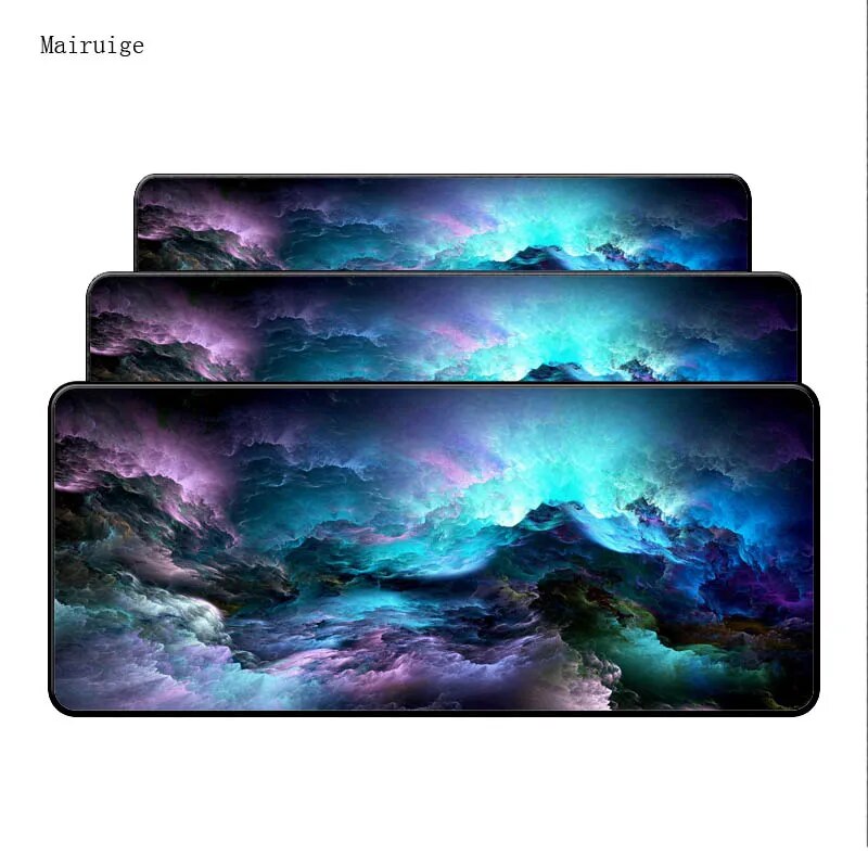 Mairuige Large Gaming Mouse pad Blue Purple Cloud Space Waterproof Extended Lock Edge Computer Desk Notbook For CSGO Dota 2 LOL