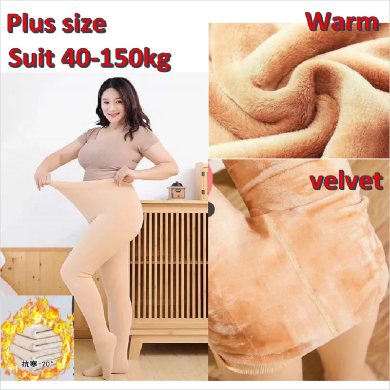 Large Big Over Plus Size Women Velvet Thicking Warm Winter Leggings Socks Ladies Elasticity Stockings Pregnant Autumn Pantyhose