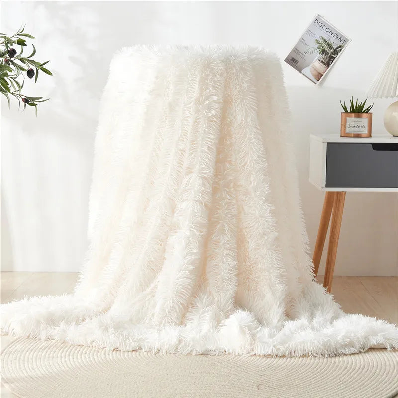 Fur Blanket Super Soft Fuzzy Elegant Cozy Bed Sofa Bedspread Long Shaggy Warm Bedding Sheet Fluffy Fur Throw Blanket