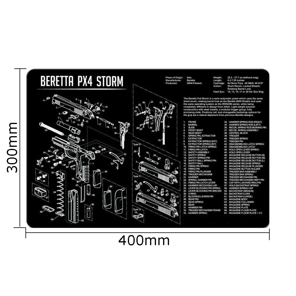 Gun Cleaning Rubber Mat Tactical Accessory Beretta PX4 Mouse Pad for Gen5 Glock 1911 P320 Mouse mat AR15 AK47