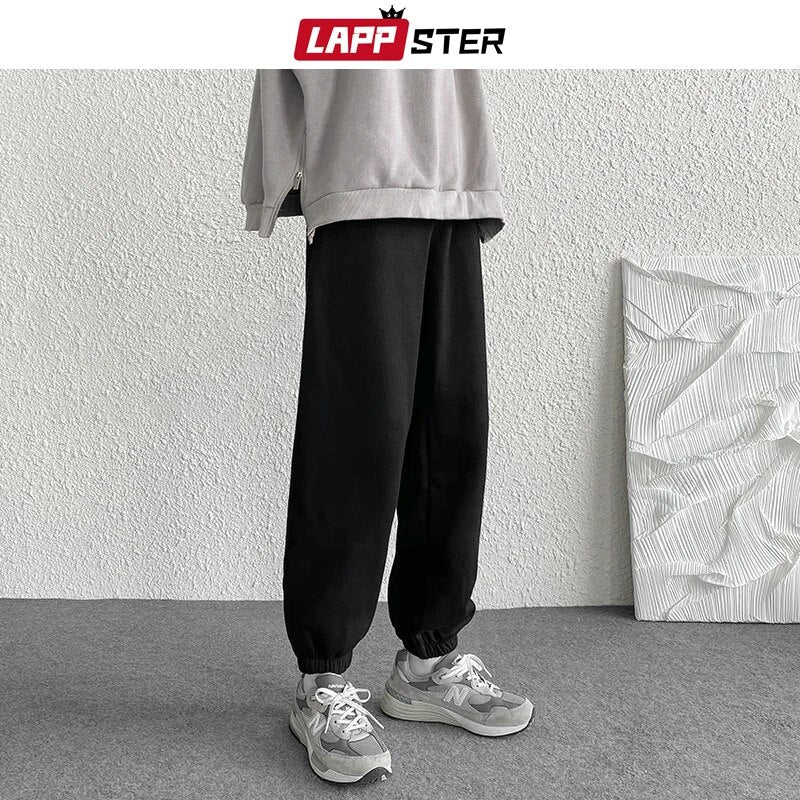 LAPPSTER Men Solid Streetwear Sweat Pants 2023 Autumn Mens Hip Hop Joggers Pants Overalls Male Black Fashions Pockets Trousers