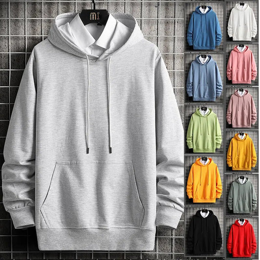 Hooded Hoodies Cotton Swearshirts Man Big Pocket Fashion Pure Mens Hoodie Tracksuits Hip Hop O-neck Pullover Grey Hombre Clothes